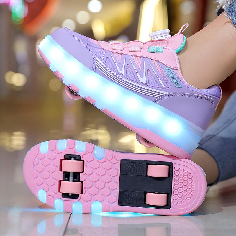 Scarpe a rotelle a LED: Scarpe da Ginnastica Luminose Ricaricabili & Ruote Retraibili per Bambini & Adulti