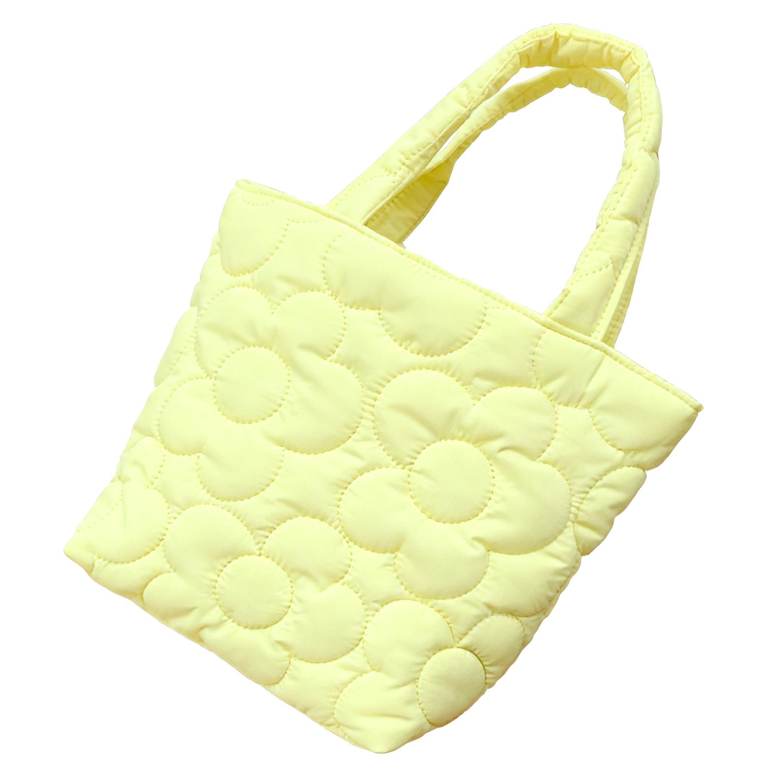 

Flower Pattern Tote Bag Women Polyester Cute Elegant Handbag for Lunch Box Feeding Bottle Snack White