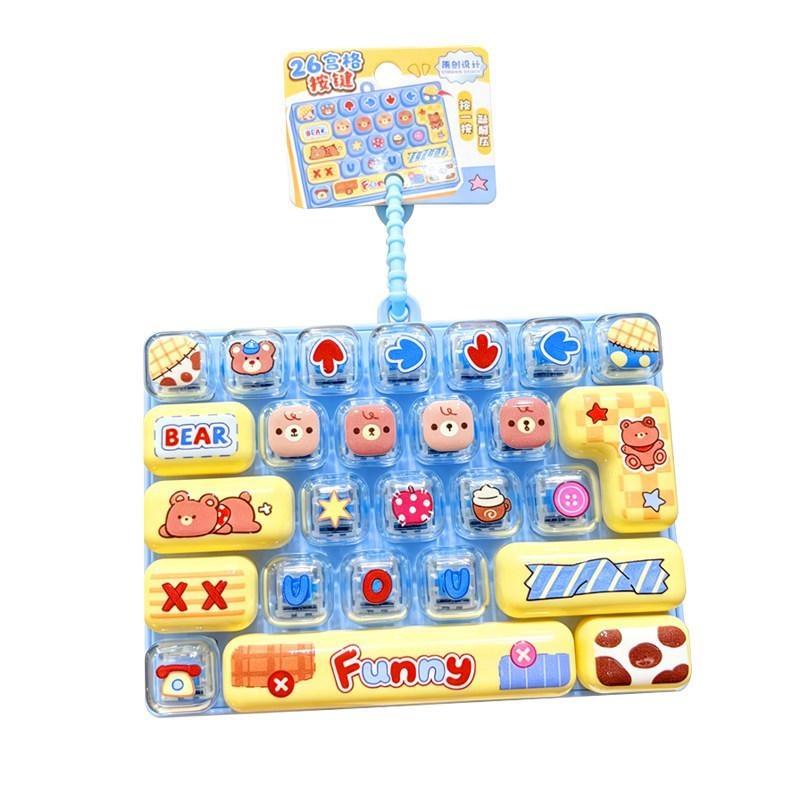 26-Tasten Fidget-Button Schlüsselanhänger BPA-freies sensorisches Dekompressionsspielzeug Wasserdichter Taschenanhänger für Outdoor-Ausflüge