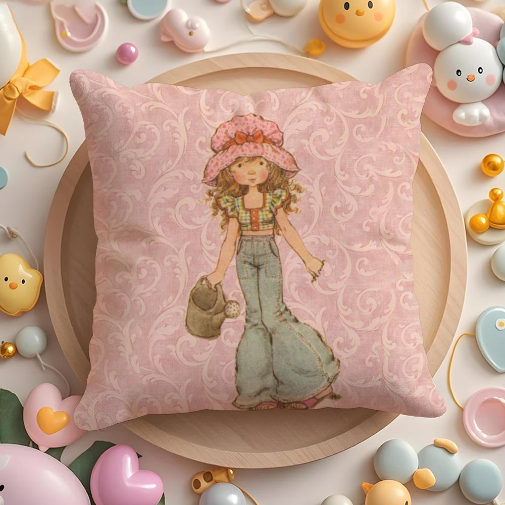 Cute Sarah Kay Girl Cushion Cover Short Plush Double-Sided Printing Home Machine Washable In Warm Winter Pillow Cover