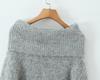French Winter Off-Shoulder Soft Knit Sweater - Solid Color Loose Pullover
