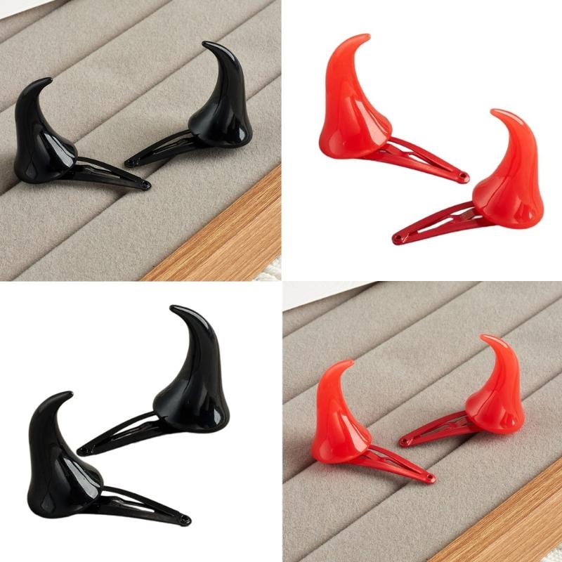 Devil Horns Hair Clip Halloween Cosplay Costume Headwear Accessory Party Dress Up Props Devil Horns Barrettes Hair Clip