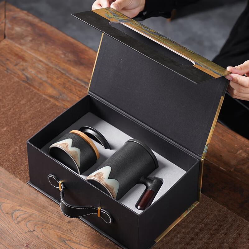Wushiyuan Ceramic Tea Set with Wooden Handle Cups and Tea Caddy
