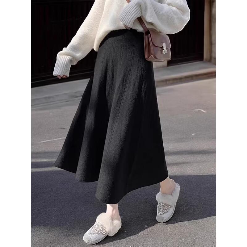 Basic House Damen Strick-A-Linien-Midirock
