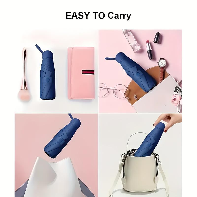 Mini Pocket Folding Umbrella Ultra Lightweight Compact 6-Rib Travel Umbrella Sun & Rain Parasol