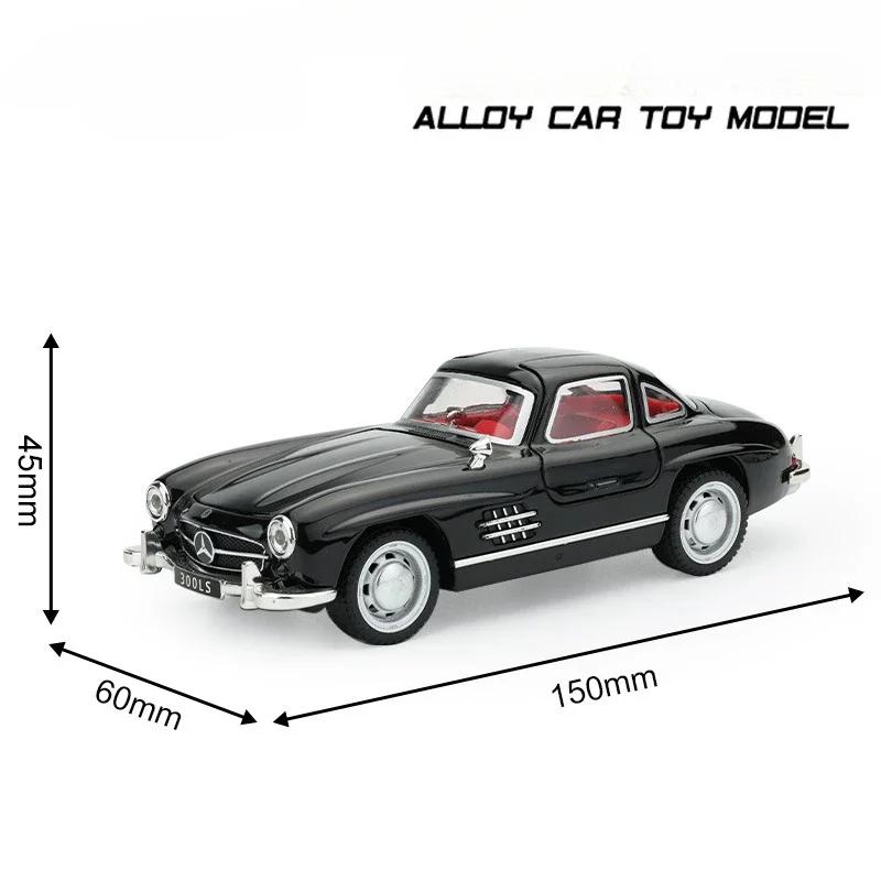 Diecast Alloy 1/32 Scale Benzs 300SL Sport Car Model with Sound Light Collection Miniature Voiture Children Boy Toy Vehicle