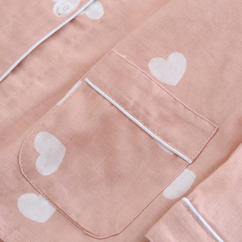 2022 Cotton Gauze Pajama Set with Chest Pads - Summer & Autumn Long Sleeve Women's Homewear