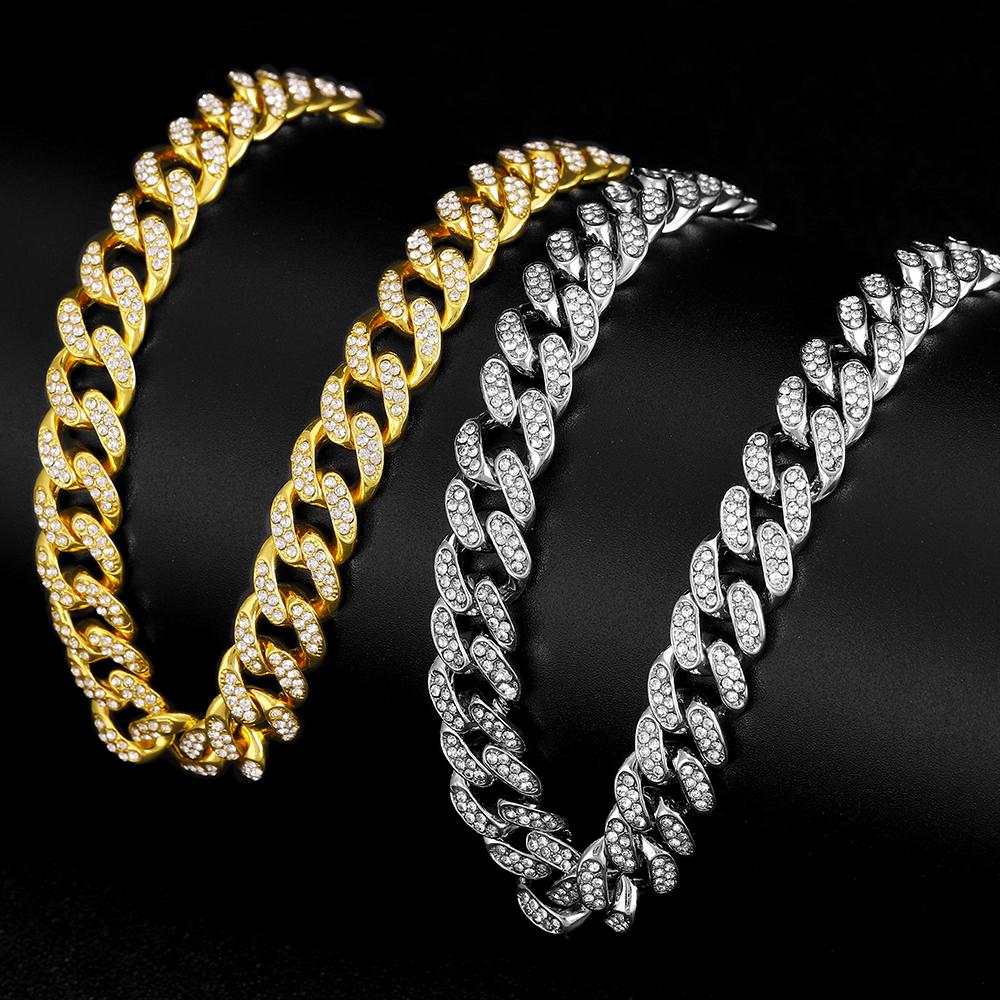 Hip Hop 13mm 2 Row Heavy Cuban Prong Chain Bling Iced Out Box Buckle Copper Setting Aaa +Cz 2set Chain Bracelet For Men Jewelry