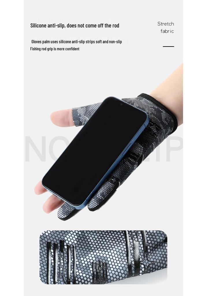 Breathable Non-Slip Sun Protection Fishing Gloves, 3-Finger or 5-Finger Options.