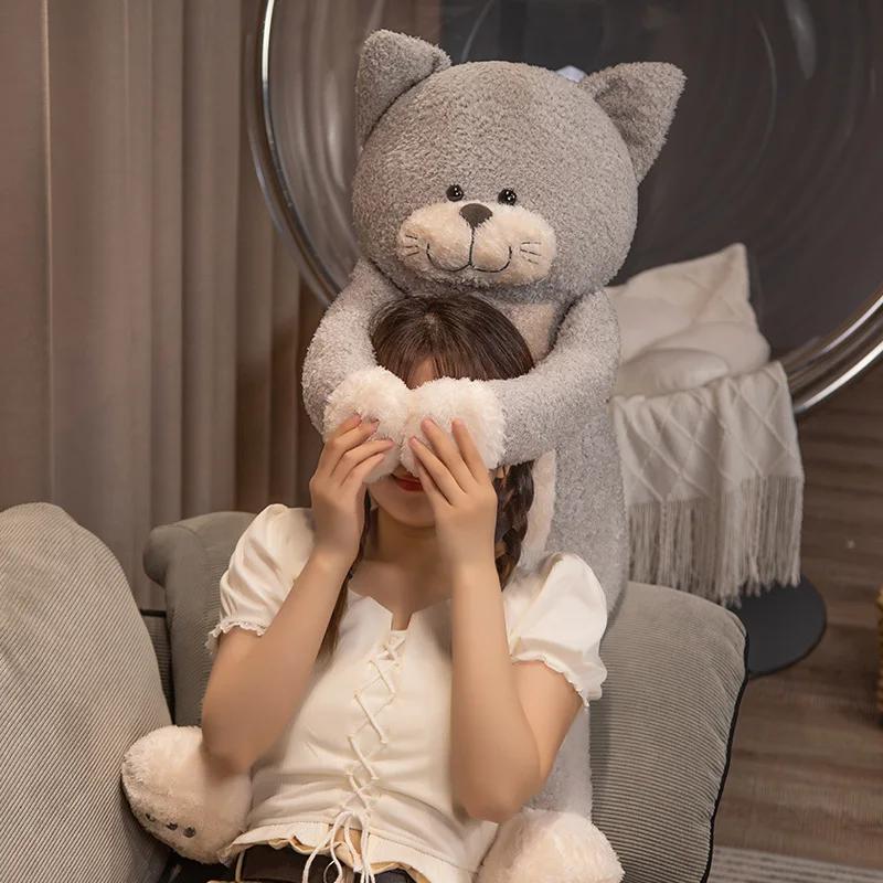 Cute Tea Rice Cat Plush Toy Black And White Splicing Plush Kawaii Cat Sleeping Leg Doll Festival Gift For Children Birthday Gift