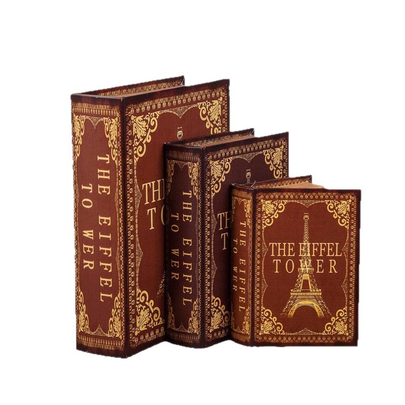 Scaffale per Libri in Legno Retrò Europeo: Ornamenti Vintage e Scatola Decorativa per Libreria