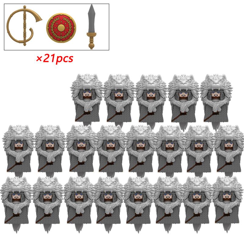 11/21pcs N818-821 Rome Medieval Knights Templar Crusade Spartan Warriors Infantry Cavalry Figures Building Blocks Kids Toys