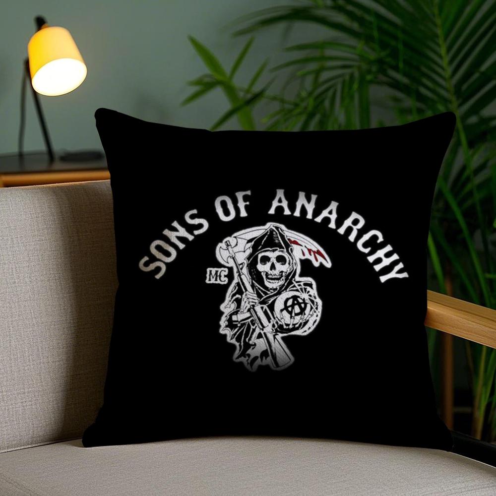 S-Sons Of A-Anarchy Cushion Cover Plush Fabric Soft Double-Sided Printed Sofa Pillow Case Colorfast Home Decor Gift