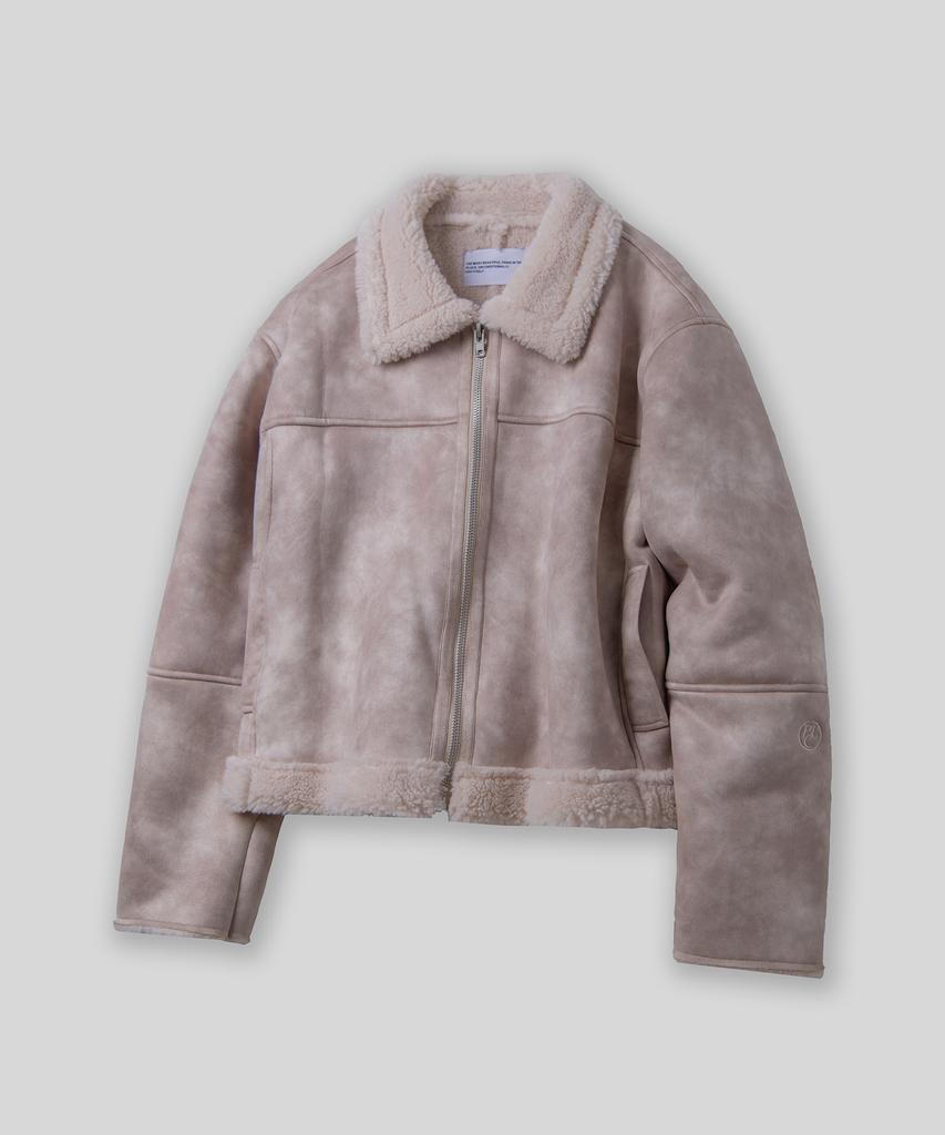 Place Studio Vintage Washed Minimal Suede Shearling Jacket_3 Colors