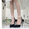 Fashion New Popular Women Thin Heels Hollow Sandals Woman Pearl Butterfly Pointed Toe High Heels Pumps Women's Drees Shoes Wedding Shoes