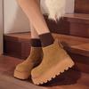 Thick-soled Short Boots for Women's Autumn and Winter Small Boots New Versatile Height-increasing Casual Velvet Snow Boots for Women