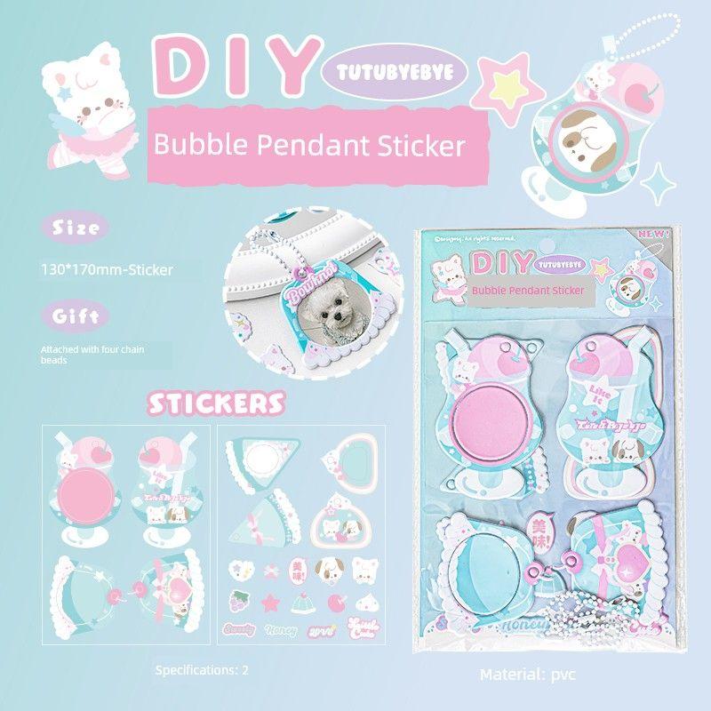 

Miss Ben Stickers Gu Ka Suit Girl Kids Notebook Stick Label Cute DIY Photo Decoration Bubble Pendant (Green) mint pudding