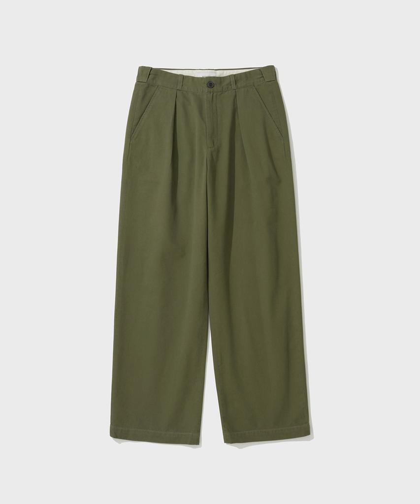SHIRTER Cotton Drill Wide Chino Pants (Olive)