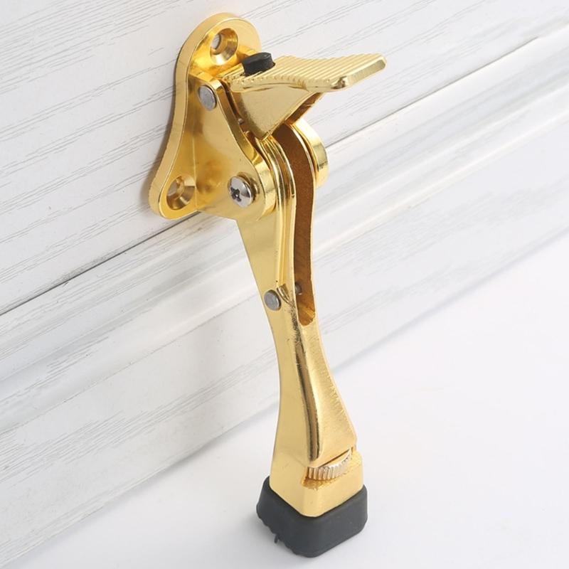 2Pcs Easy Pedals Kick Down Door Stop Adjustable Door Holder Wall Protector Zincs Alloy Doorstop with Rubber Tip