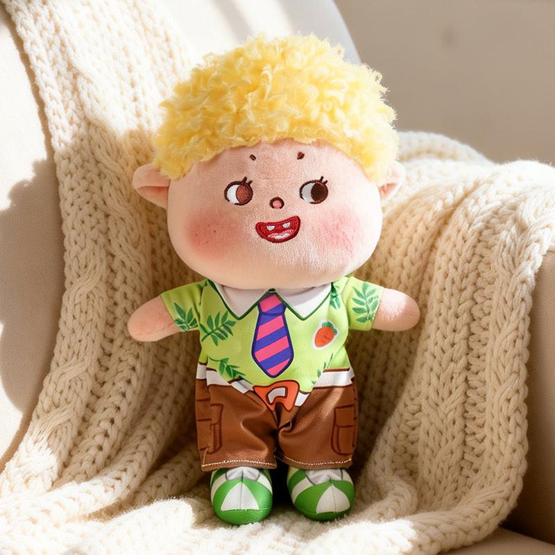 Blonde Boy & Brown Red Yellow Hair Girl Plush Doll - Soft Fluffy Stuffed Toy, Cute Collectible Doll for Kids & Display