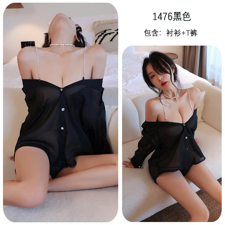 Sexy underwear Sexy chiffon pajamas Perspective uniform seduction Superior shirt Passion women