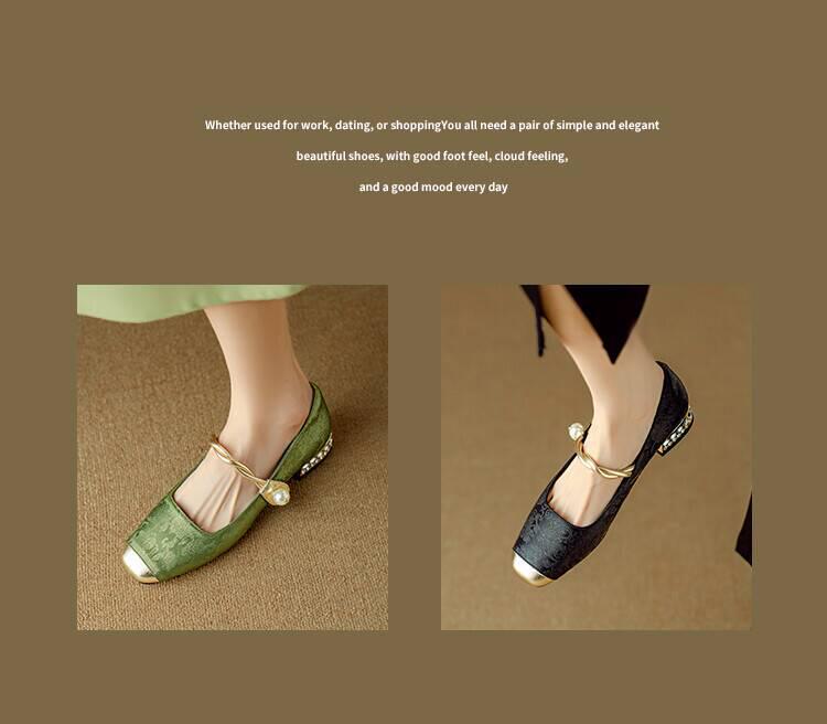 2024 Spring Retro Chinese Style Women's Square Toe Mary Jane Heels