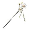 Fermacapelli Miaomyao Kanzashi Singolo Paletto per Kimono Giapponese, Metallo Antico Zirconia Cubica, Coppia Fiore Doppio, Fiore di Ciliegio, Petali,
