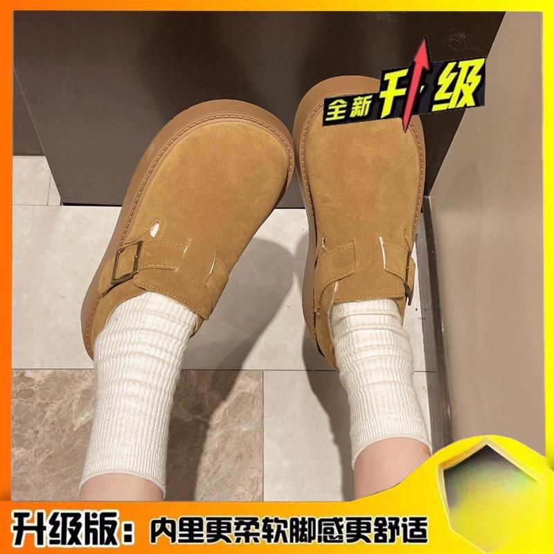 Damskor i sammet, enkel sko, 2, vår och höst, nya, tjocka sulor, muffin, en-pedal, heltäckande