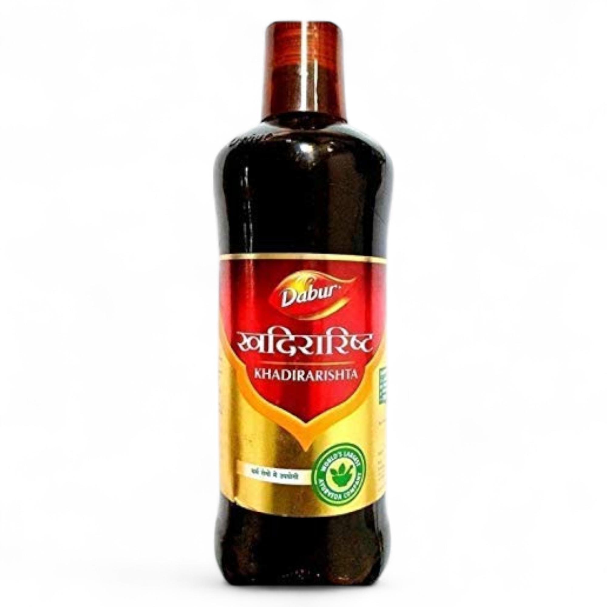 

Dabur Khadirarishta 225ml Ayurvedic Syrup for Skin Care and Relief from Itching Rashes Acne