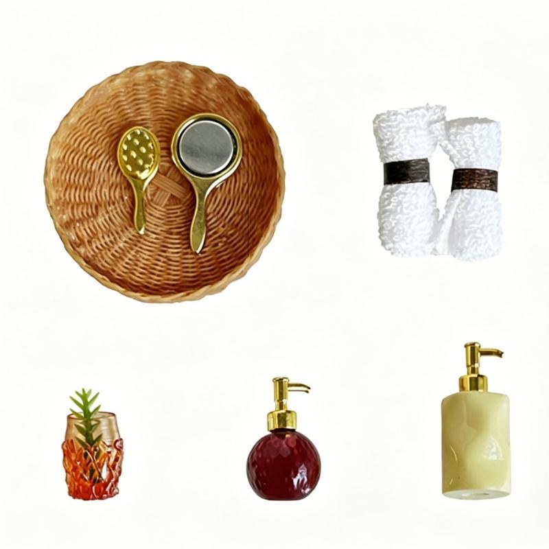 Creative Miniature Bathroom Toiletries Set Resin Figure Doll House Accessories With Fine Detail For Scene Decoration