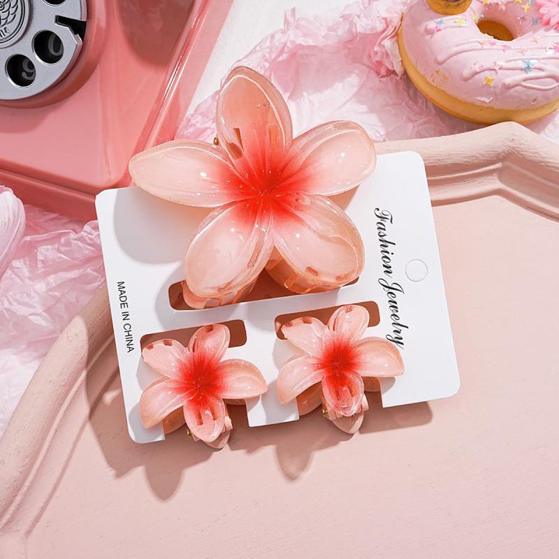 

3Pcs/Set Sweet Flower Colroful Gradient Hair Claws Ponytail Cip Clamp Barrettes Hairpins For Women Girl Beach Hair Accessories