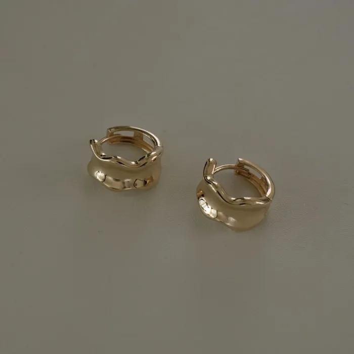 14k wide wave one touch earrings (1pair)