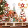Indoor Christmas Home Decoration Wooden Tree Tabletop Sign, Rustic Gingerbread Snowman Gnome Desktop Ornament with Star Holiday Party Sign Topper,