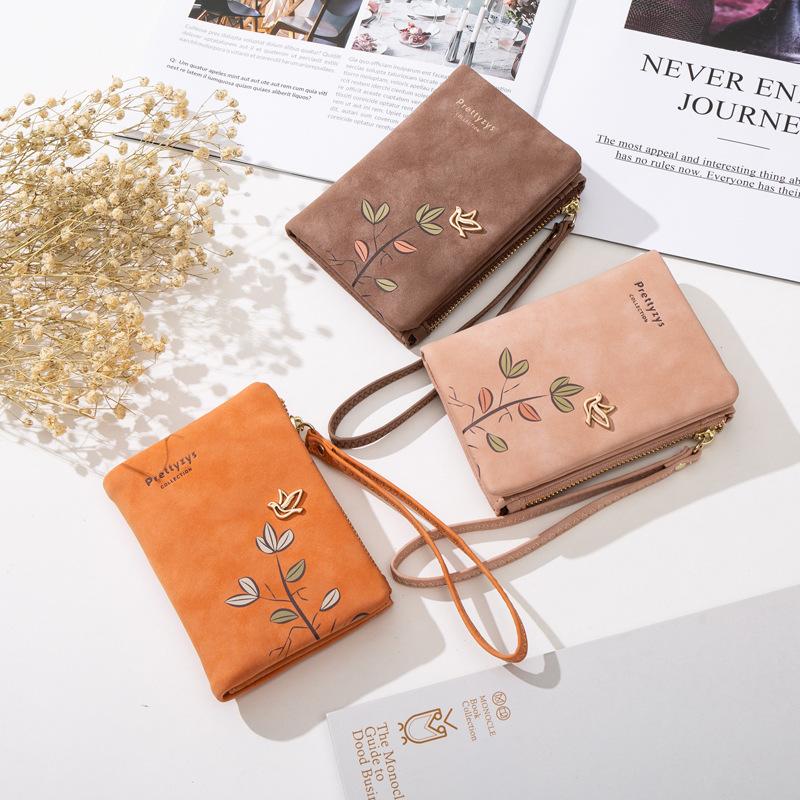 Billetera Corta Estampada Simple Monedero Casual con Pulsera Bolso de Mano Combinable Moderno Unisex para Uso Diario