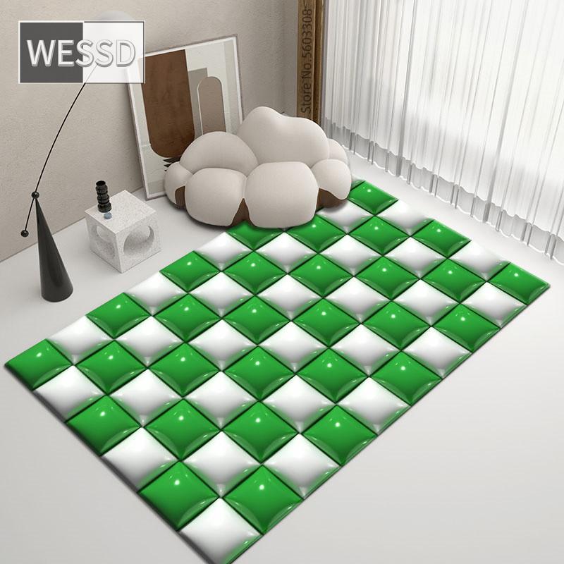3D Carpet Geometric Plaid Large Size Room Rugs Gaming Room Mat Decoration Bedroom Checkerboard Carpet For Bathroom Mat