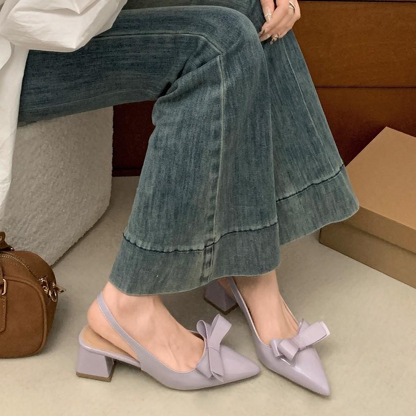 Fairy bag head thick heel pointed sandals women's skirt high-end fairy