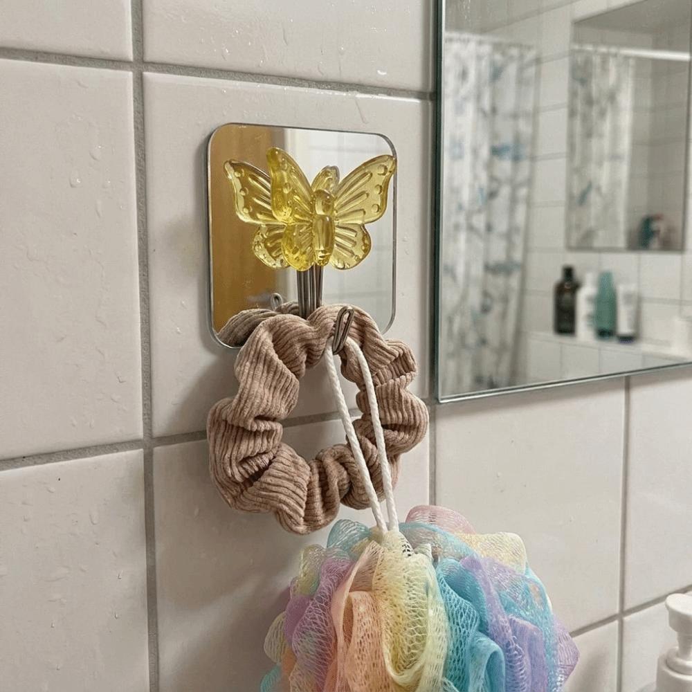 2 Stück Wasserdichte Schmetterlings-Klebehaken Dekorative Wandhaken Badezimmer