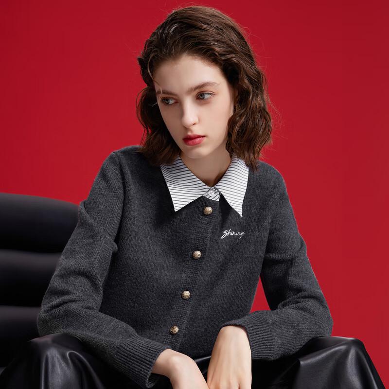 

Sancai Faux Two-Piece Patchwork Striped Knit Sweater S 155/80A