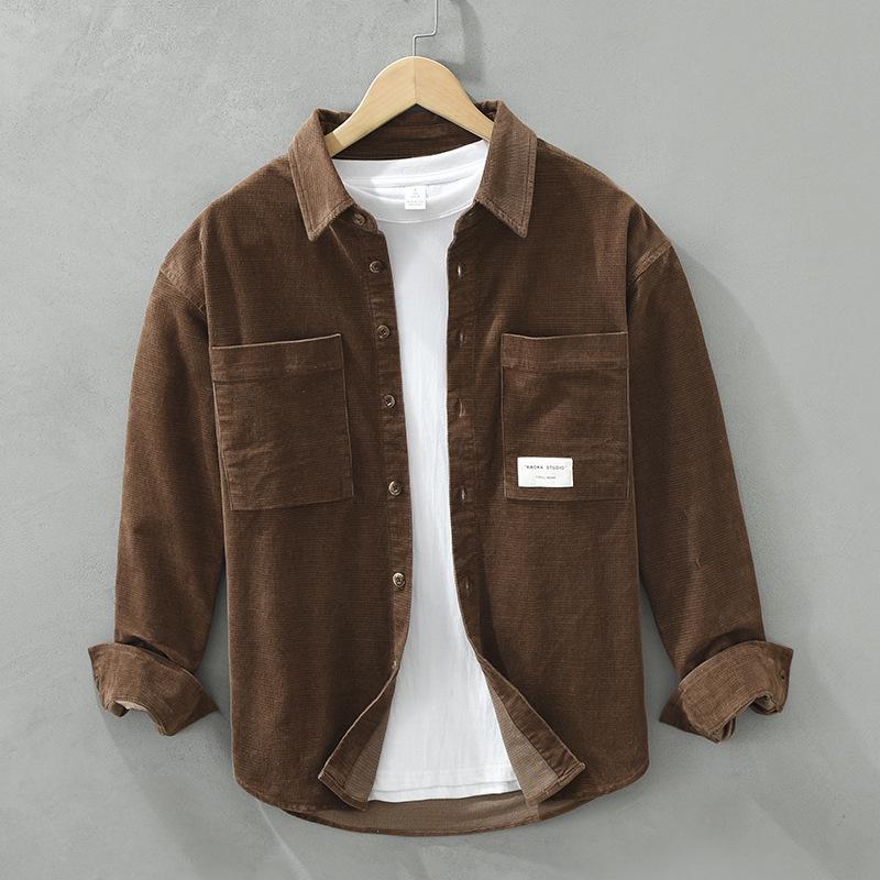 

Мужская свободная вельветовая куртка с длинными рукавами в стиле ретро - коллекция Осень/Зима XXXL кофейный