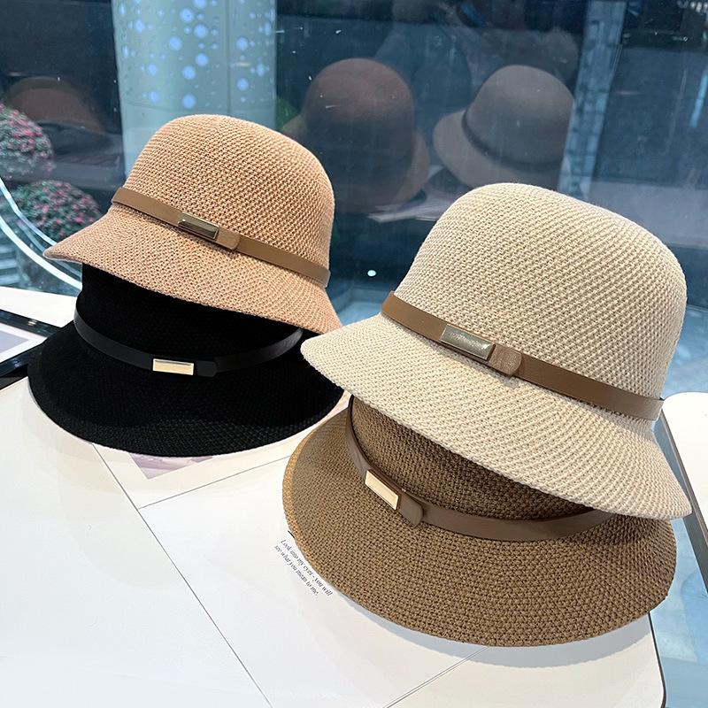 Womens Ladies Summer Straw Fisherman's Hat Sun Hat Adjustable Visor Hat