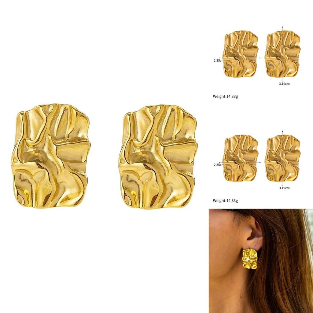 Ohrringe aus 18k Gold Titanstahl mit geometrischer, unregelmäßiger Textur für stilvolle Pendler