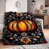 1pc Pumpkin, Floral Embellishment Blanket Lightweight Blanket Throw Blanket For Sofa, Bed, Travel, Camping, Livingroom, Office, Couch, Chair Yy2510100