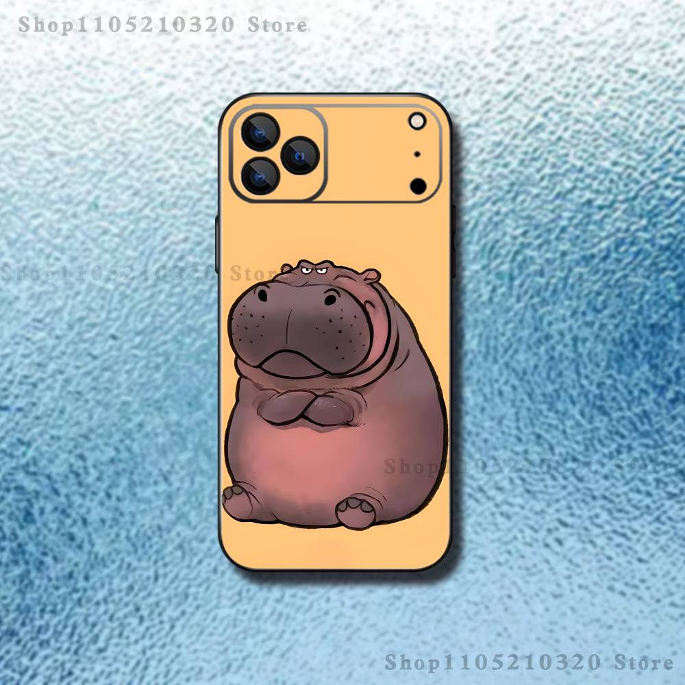 Cute Hippo Hippopotamus Phone Case For iPhone 17,16,15,14,13,12,11,Pro,Max,Plus,E,Air,Mini Protective TPU Cover