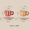 360 Ml Ceramic Coffee Mug with Saucers Handmade Stripes Mugs for Girl Women Tea Milk Cup with Handle Latte Cocoa Office Home