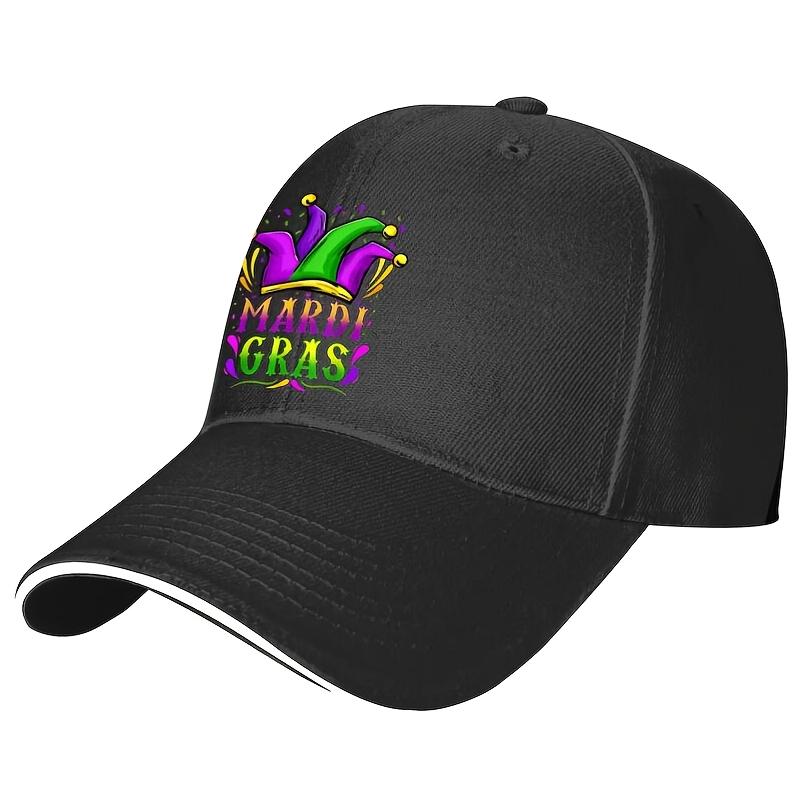 Mardi Gras Jester Hat Graphic Baseball Cap Polyester Adjustable Casual Hat for Adults One Size