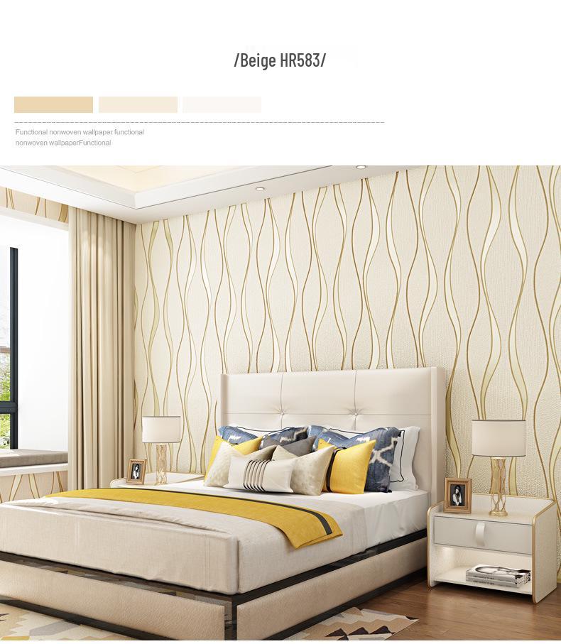 Modern 3D Water Wave Pattern Non-woven Suede Wallpaper for TV Background
