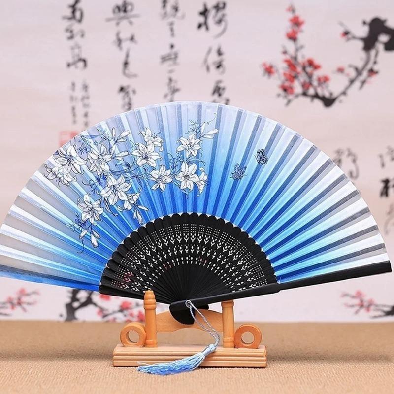 Chinese Japanese Style Folding Silk Bamboo Butterfly Sakura Hand Fan Wedding Gift