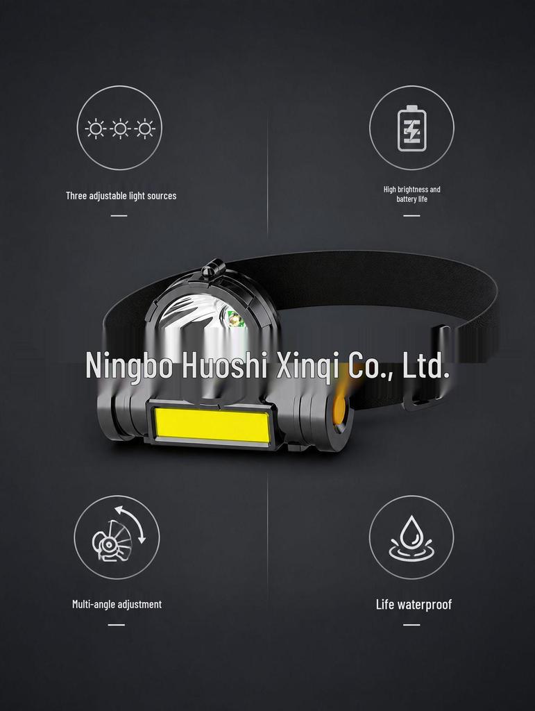 USB Rechargeable Super Bright COB LED Headlamp for Outdoor Camping and Night Fishing