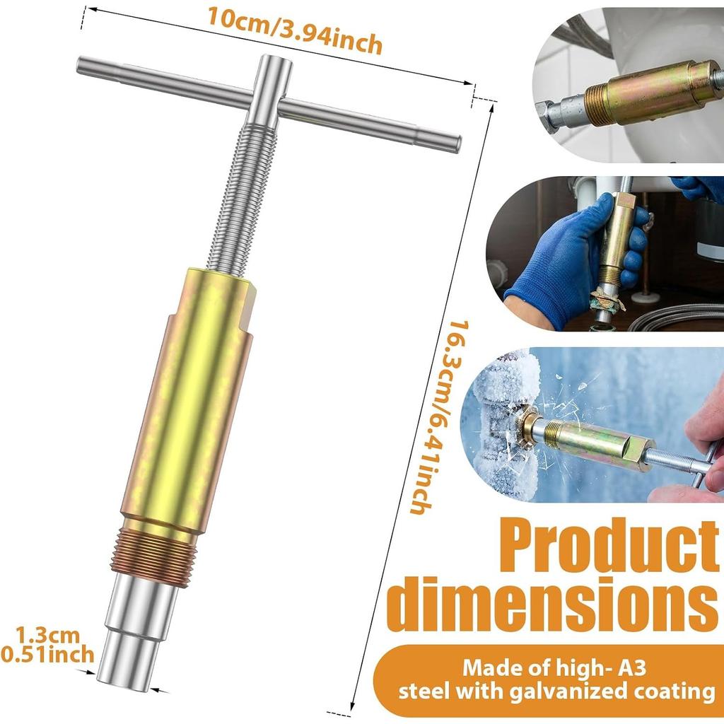 Compression Sleeve Puller Tool, Ferrule Remover for 1/2” Compression Fittings Only, Remove Nut & Ferrule of Pipe, Zinc-Plated Steel Plumbing Tools
