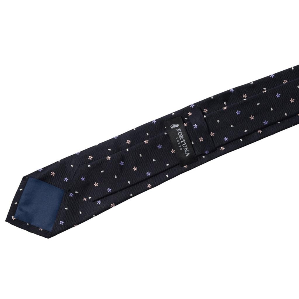 Tie Sakura Necktie 2 Color Set Navy Sword Width 7cm Length 142cm [Fortuna Tokyo] 15. Men's FT-TSET15 Blue/Pink (Free Size)